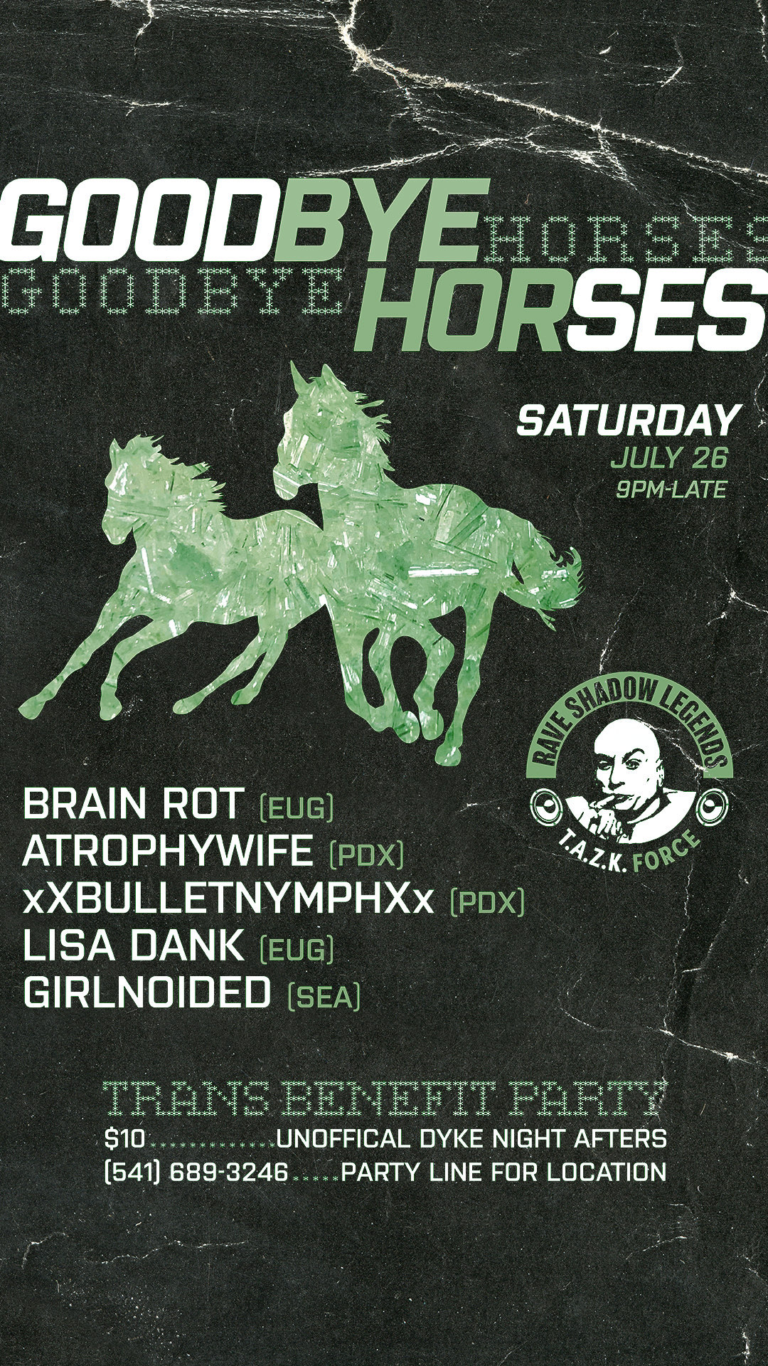 Goodbye Horses Event Flyer
